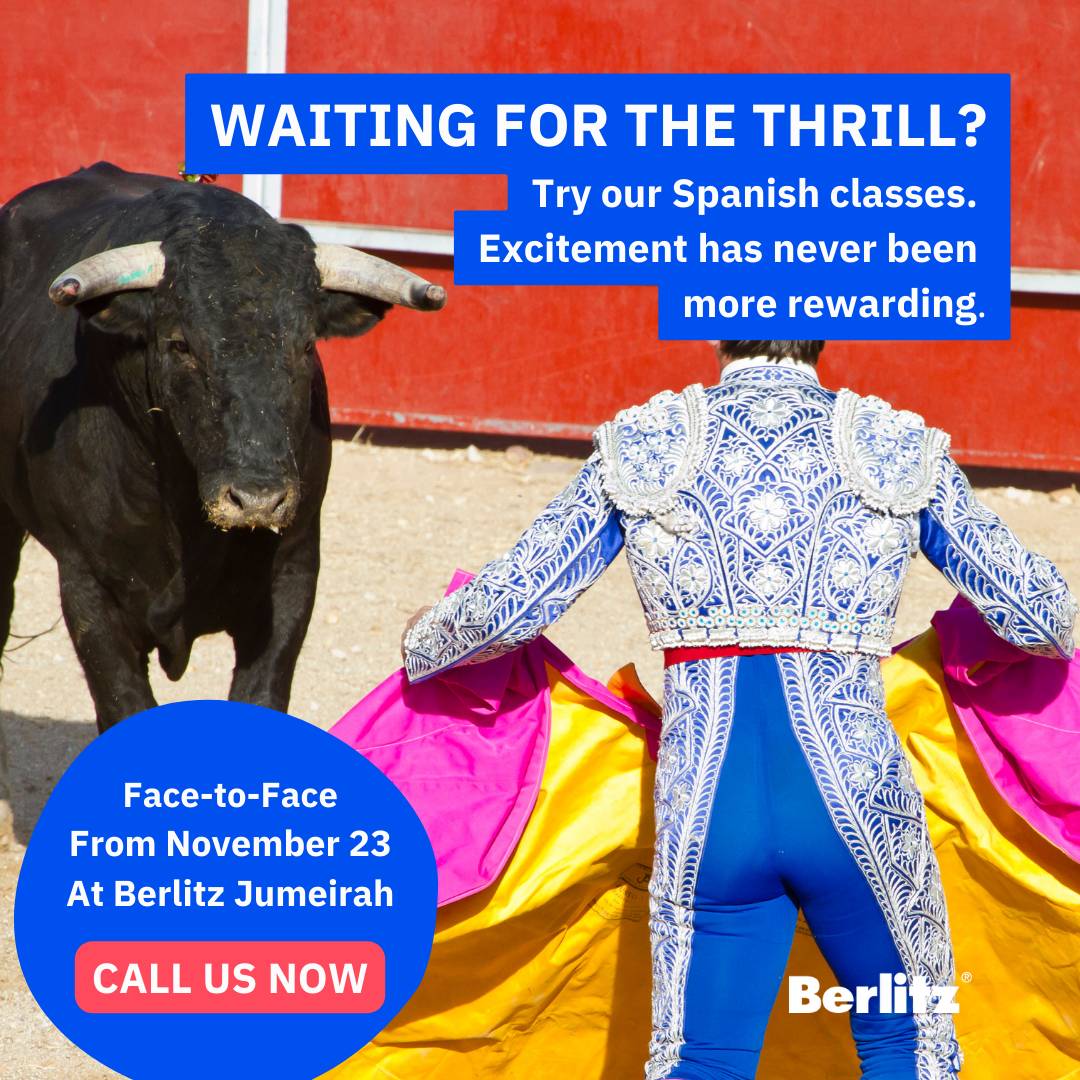 BerlitzAE's tweet photo. Join one of our courses starting next week in Jumeirah location or online. Interested in learning Spanish or Turkish? 

Join one of our small interactive classes to speak with confidence.

#learn #Berlitz #Jumeirah #Dubai https://t.co/3ysU7R0DIg