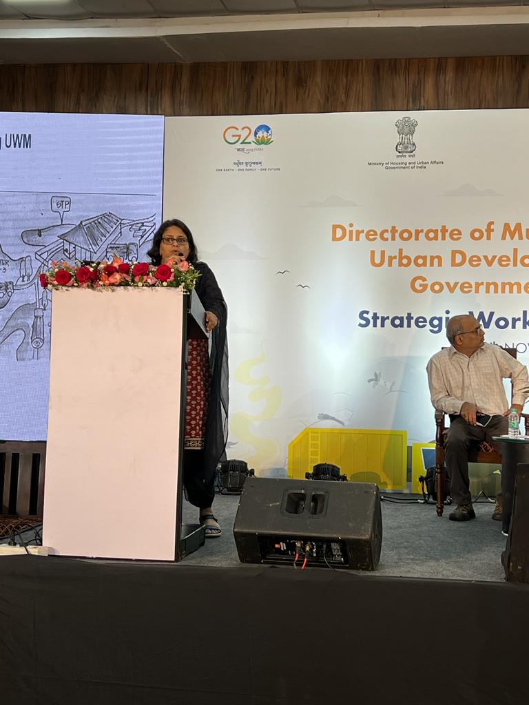 SwachhBharatGov's tweet photo. Ms. Kavita Wankhade from IIHS focused on co-treatment and cluster approach for #UsedWaterManagement at the #StrategicWorkshop on SBM-U 2.0 https://t.co/0TLDWqRAfv