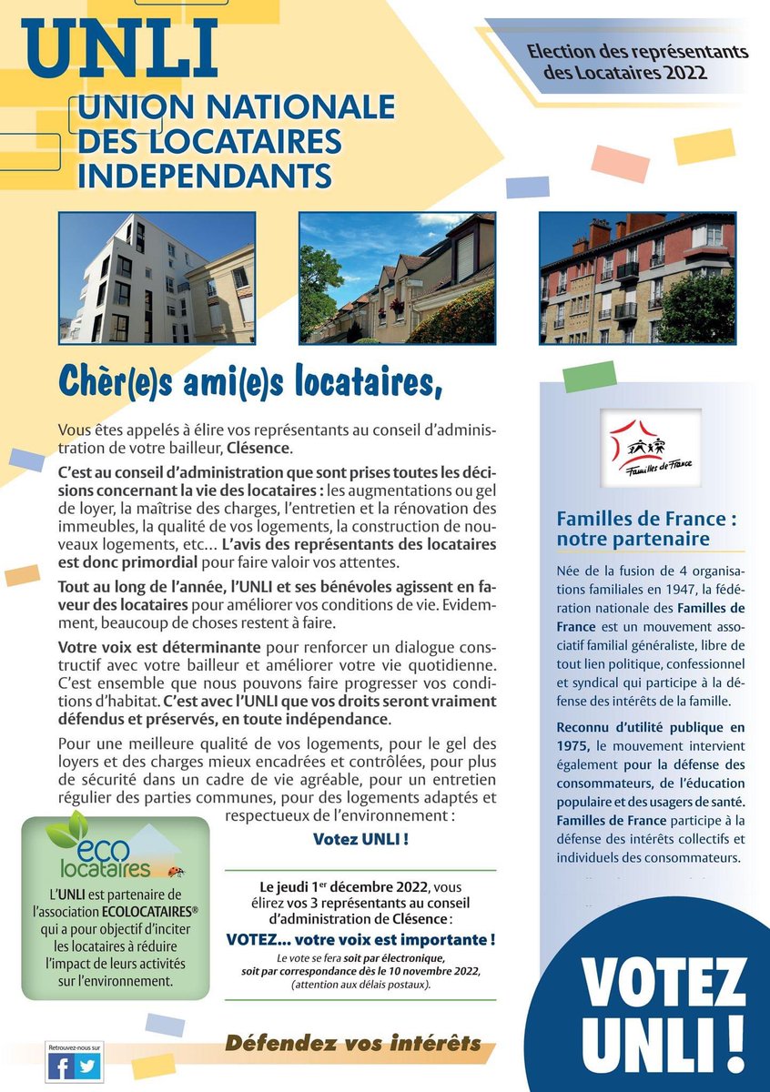 asso_UNLI's tweet photo. [ÉLECTION DES #LOCATAIRES]

Locataire chez le bailleur @Clesence_AL ? Parcourez notre profession de foi avec nos engagements pour améliorer la qualité de vie des locataires.

Vous voulez des représentants indépendants et motivés pour porter votre parole ? Votez @asso_UNLI ! https://t.co/D6KlvzNVrG
