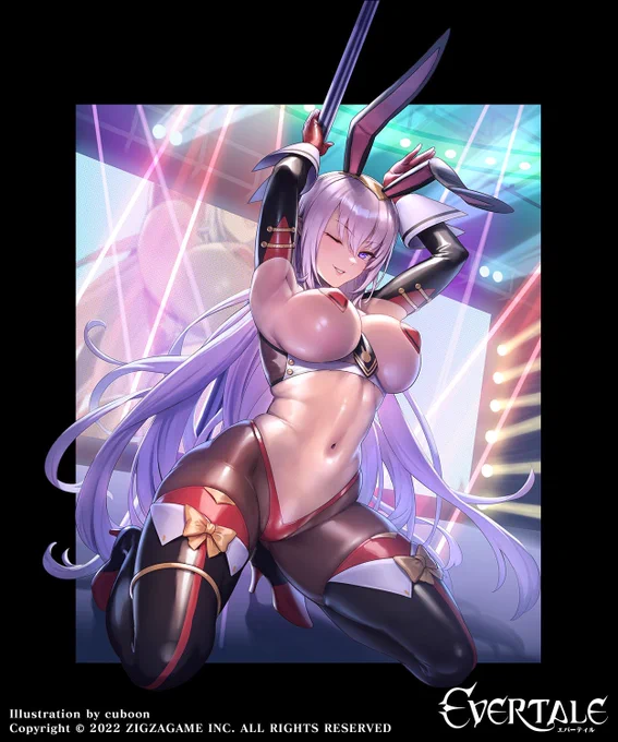 エバーテイルで本日リリースの『バニーガール・アサシン-エルミナ』を描きました!そのムチムチでアサシンは無理でしょ#エバーテイル #Evertale 