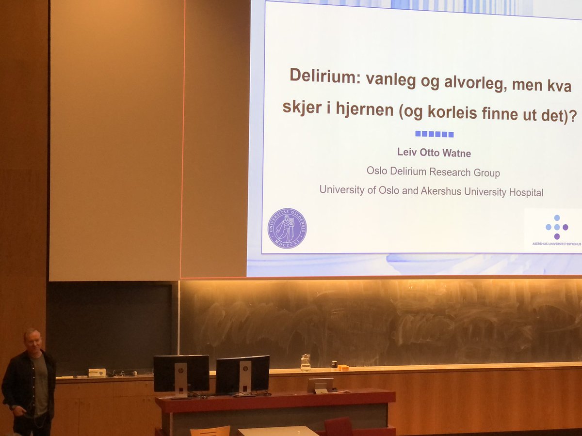 Nice talk by prof. Leiv Otto Watne on impairments of the NAD de novo pathway and #Delirium. We are pleased to be a collaborator with the paper which is just accepted in Journal of Clinical Investigation.