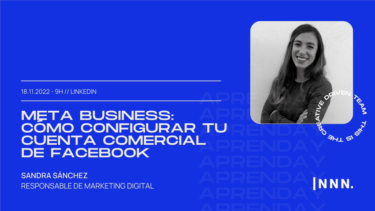 Breaking news! Hoy a las 9:00 Nuestra Sandra Sánchez nos enseña en el #Aprenday de <a href="/innn/">INNN</a> cómo sacar el máximo partido a la configuración de Facebook e Instagram para uso profesional. Me chivan que además habrá sorpresas. Acabando la semana en todo lo alto.