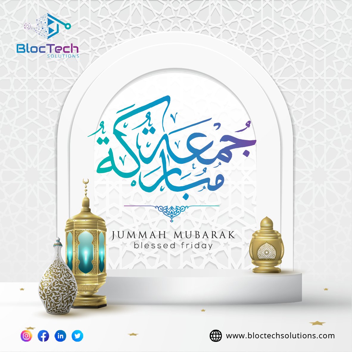 bloctechsol's tweet image. Jumma Mubarak to you! May Allah bless you with infinite happiness. 🌸

BlocTech Solutions: A Software Development Company.
We specialize in blockchain development services. 
👉 Reach out to us at contact@bloctechsolutions.com

#bloctechsolutions #jummahmubarak #linkedincommunity