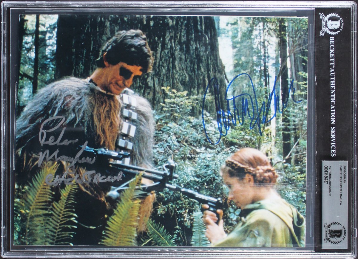 Carrie Fisher & Peter Mayhew Return of the Jedi Signed 8x10 Photo BAS Slabbed | $1299.99 | @CollectingAll | #collectingall #sportsmemorabilia #sportscards #whodoyoucollect #memorabilia #thehobby #autograph #sports #nfl #basketballcards #football #nba #paniniamerica #basketball https://t.co/odvJopBGmB