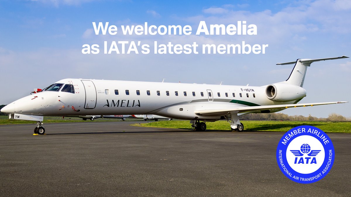 Congratulations 👏 to Amelia (by Regourd Aviation) for joining IATA's #airlinemembership! Amelia, a 🇫🇷 aeronautical group operates scheduled & charter flights & serves #aircargo ops from its bases in Europe & Africa.

More on #airlinemembership 👉 bit.ly/3FqMjCi