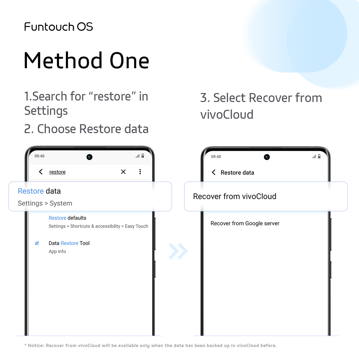 OriginOS_Global's tweet image. How to #RestoreData on your #vivo?
Two methods you need to know to keep your data under control.
📍Simply #RT &amp;amp; reply to win!
🎁 Theme Redeem Code: 3 random winners!
#FuntouchOS #Tips #DataManagement