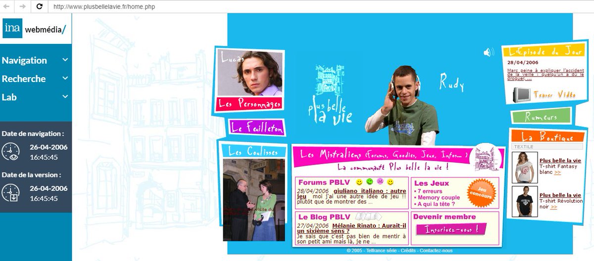 inadlweb's tweet photo. Clap de fin après 18 ans d’existence de la série #plusbellelavie ! Nous avons archivé + de 112 200 versions du site officiel de #PBLV depuis 2006 🙌 Envie de naviguer dans notre archive ?➡️@inatheque1 #archiveweb @PBLVofficiel @Ina_audiovisuel @Francetele @France3tv https://t.co/ePcBnVWo4L