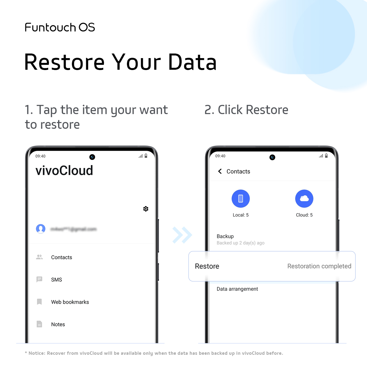 OriginOS_Global's tweet image. How to #RestoreData on your #vivo?
Two methods you need to know to keep your data under control.
📍Simply #RT &amp;amp; reply to win!
🎁 Theme Redeem Code: 3 random winners!
#FuntouchOS #Tips #DataManagement