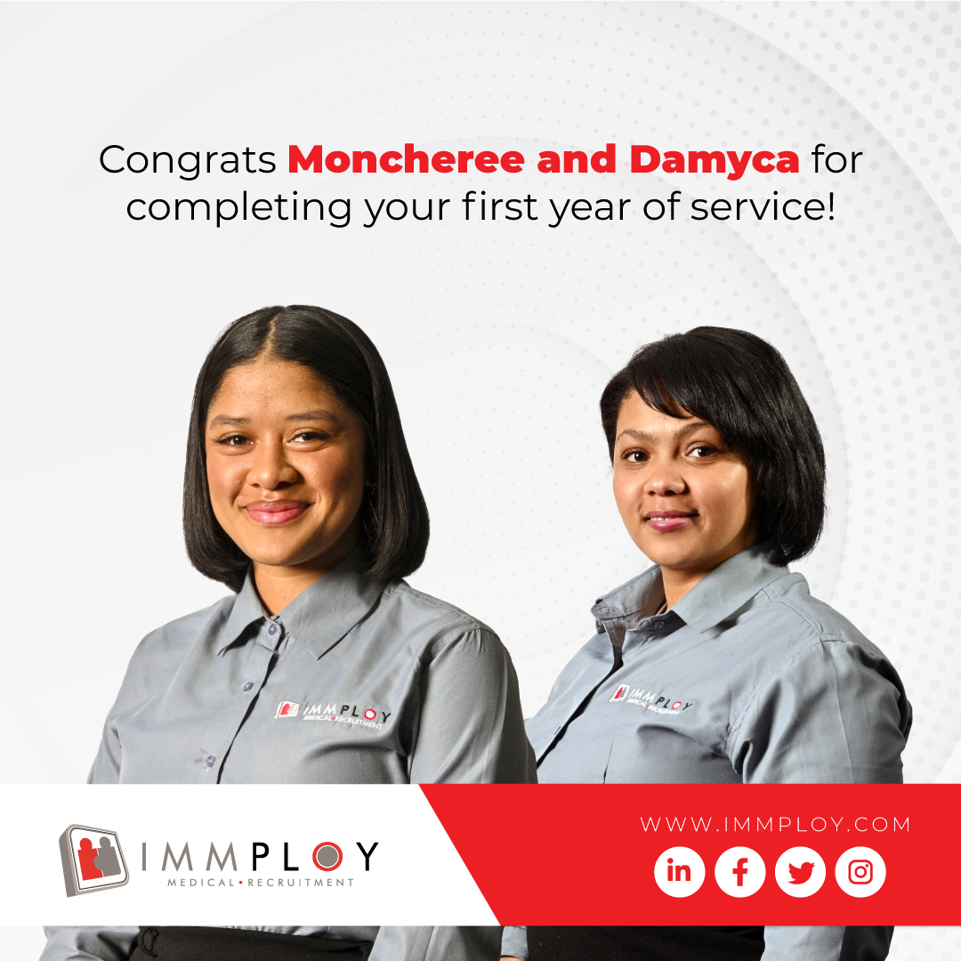 Immploy's tweet image. Congrats to our team members, Moncheree and Damyca, who have completed their first year of service! 

We’re super proud to have them on our team! 

#Immploy #ImmployMedicalRecruitment #MedicalRecruitment #TeamMembers #MeetTheTeam
