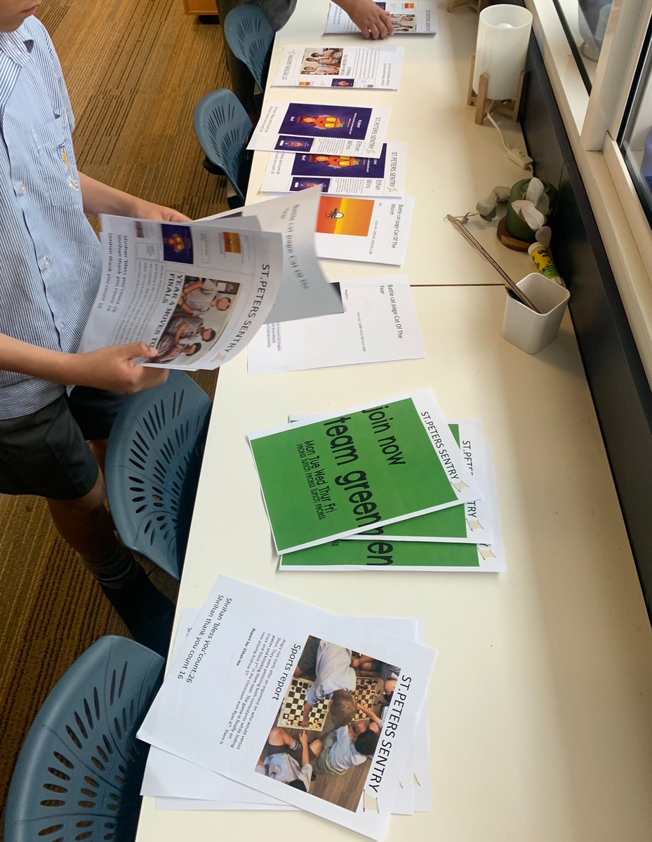 Hot off the press! 📰
There were some excited young journalist in 4T today, with their first newspaper being sent to the printer! It’s complete with a sports report, up coming events, local news and even some advertising! #wondertime #studentagency #writingincontext <a href="/JGelsthorpe/">Jon Gelsthorpe</a>