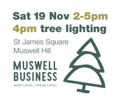One more sleep before our A Very Merry Muswell!
See you all at St James Square tomorrow 2pm-5pm

Santa Grotto * Face Painting * Music * Carols *Mulled Wine * Mince Pies and More 

#muswellhill #ChristmasTreeLighting  #community