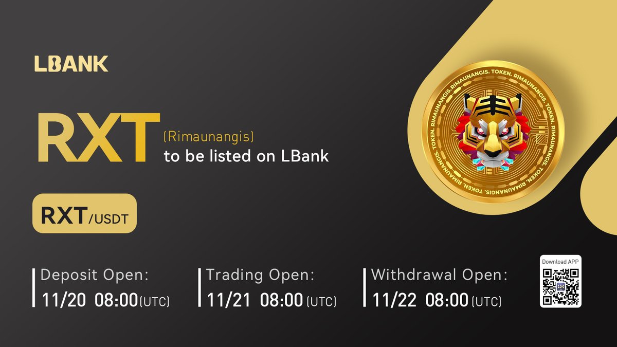 🌈 New #listing

⛵️ $RXT(Rimaunangis) will be listed on LBank！

RXT Project create a digital asset product RXT Token which is here to provide a breakthrough in the Food Chain and Lifestyle industry.

 👉 Details: bit.ly/3OgLHVo