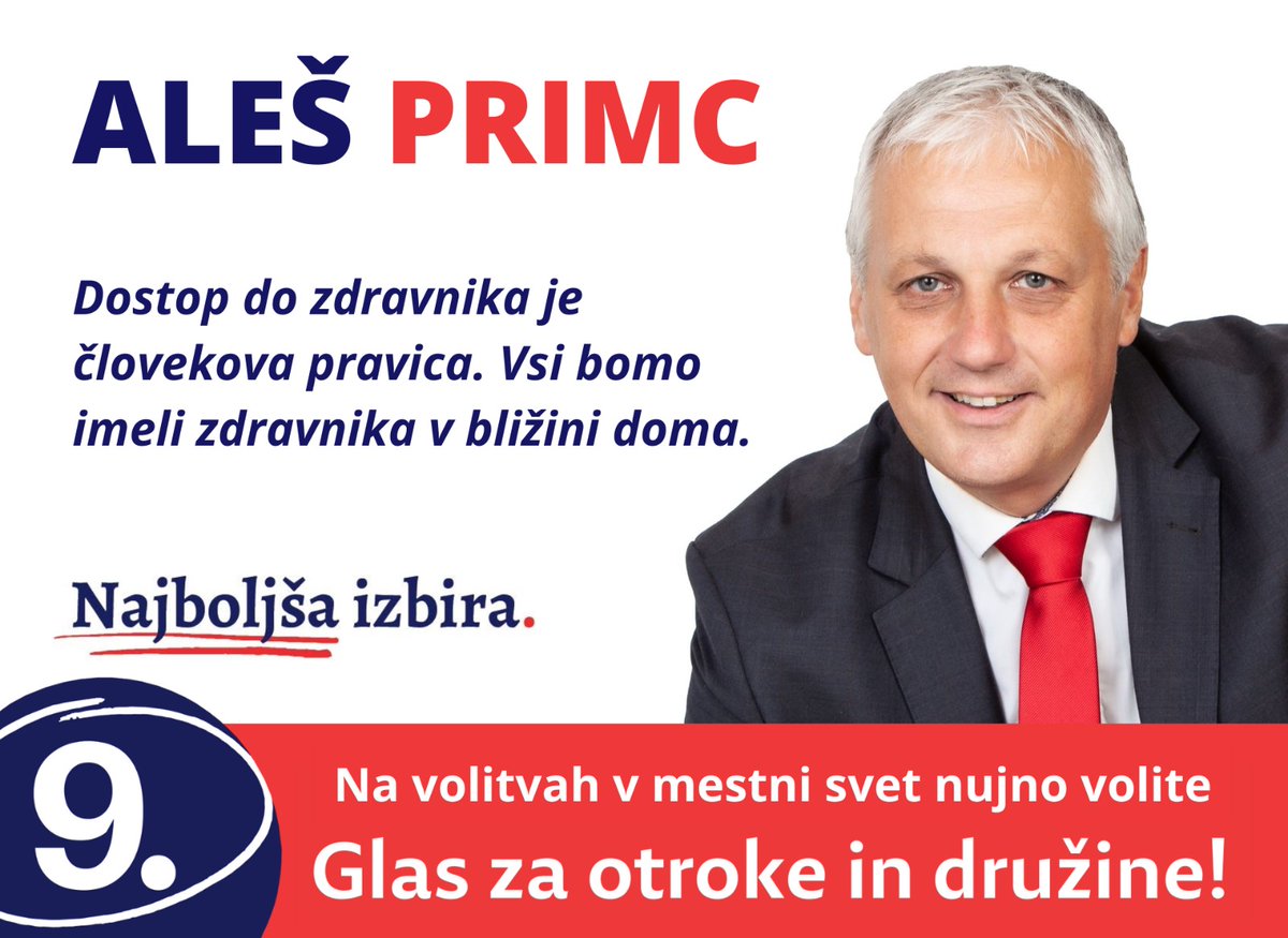 ales_primc's tweet photo. V nedeljo nujno potrebujemo vaš glas. Za dostop do zdravnika, dvigala, čist zrak, urejen promet, 1000 EUR za otroka ob rojstvu, proti uvedbi LGBTQIA+ indoktrinacije v vrtce in šole. Volite za mestni svet Glas za otroke in družine (št. 9). Prosim za vaš glas za župana Ljubljane. https://t.co/yjyYBBJ1M0