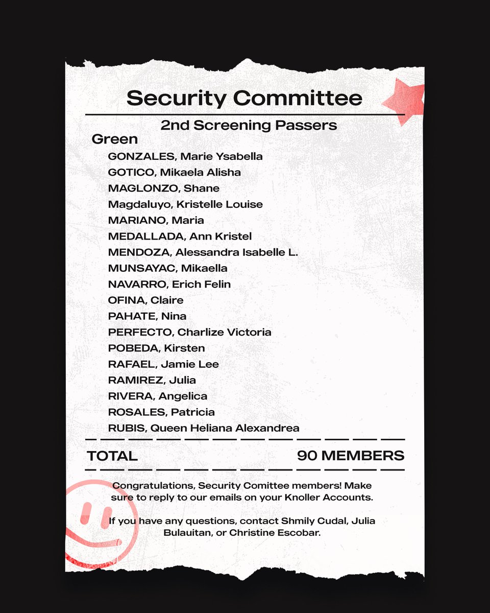 MCHSSC's tweet photo. 🚨 Results are OUT and SECURED! 🔒‼️
After all the screenings, we sincerely congratulate all of our #swabe 😎, #maangas 🔥, security committee members! 👮♀️
Make sure to check your KNOLLER emails 💌 to claim your key 🔑
We're excited to work with you all soon! 🤩 https://t.co/OfcQtq2JJJ