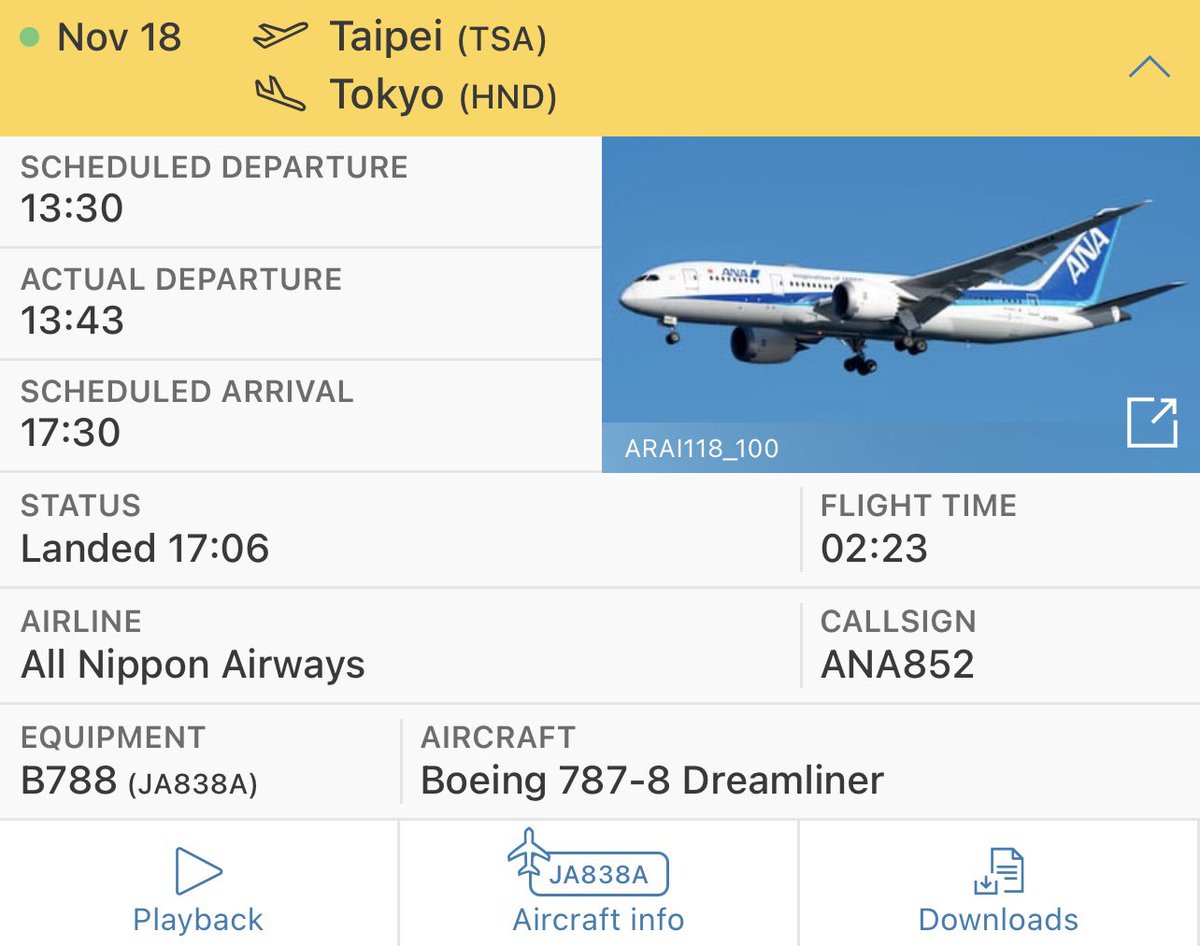 yoshu787's tweet photo. 需要増の台北線、ANAはついに788を投入し始めたのね。12月からはNH853/854も運航再開ということで、コロナ前の光景が着実に戻りつつある。

#NH852
#JA838A https://t.co/B6uVXFuqBL