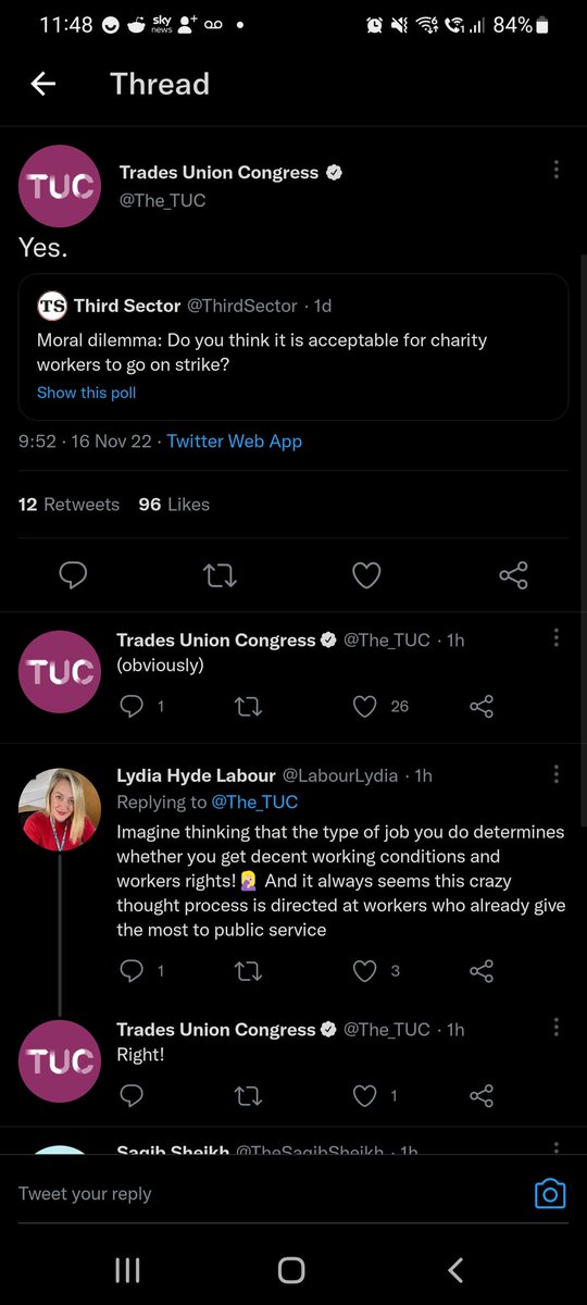 We're please that <a href="/The_TUC/">Trades Union Congress</a> think it's right for charity workers to go out on strike! Thats correct. What about Union workers like us at #Usdaw? The silence is deafening! #dispute #support #workers #democratic @TUCNorthern <a href="/TUCNorthWest/">TUC North West</a> <a href="/ScottishTUC/">STUC</a> <a href="/walestuc/">TUC Cymru</a> #sortit #solidarity