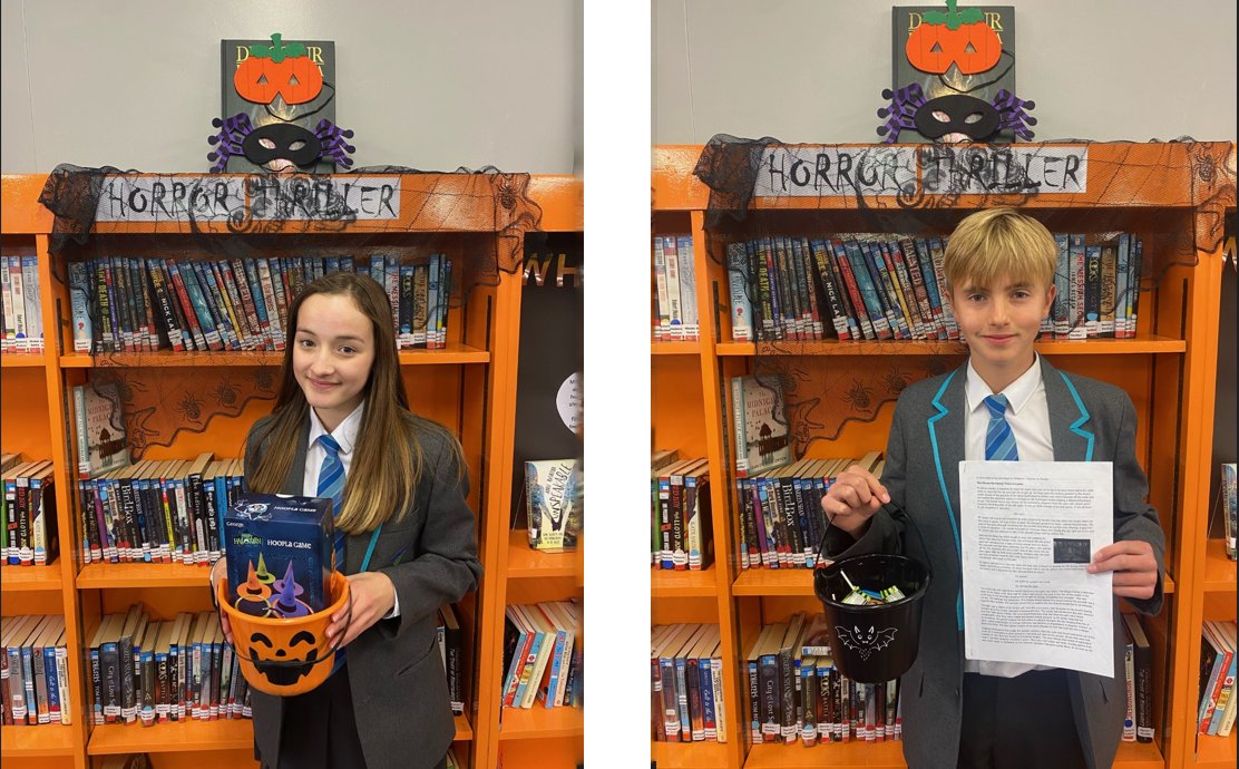 HelloRidgewood's tweet photo. Congratulations to the winners of our Halloween Horror Writing Competition! You terrified us with your extended writing and should be very proud of your hard work! https://t.co/iwUOcn6zJq