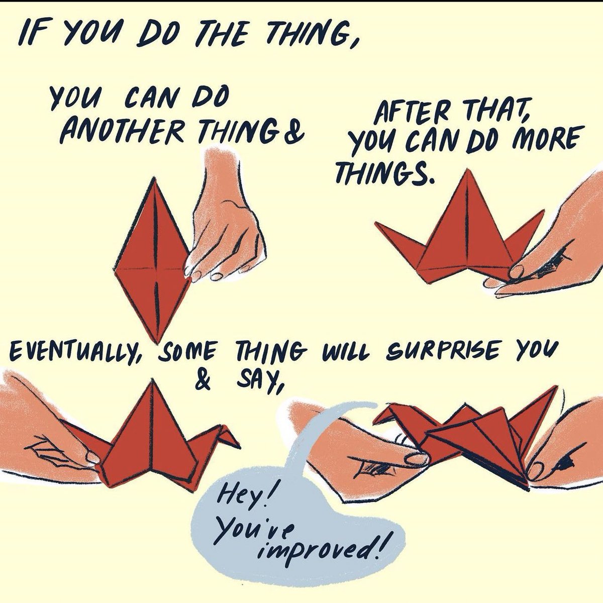 Origami and thoughts about meeting yourself exactly where you are from <a href="/sophielucidojo/">Sophie Lucido Johnson</a> 🦢 

#Grief #Perfectionism #Origami

instagram.com/p/CkvX7T1LjLc/…