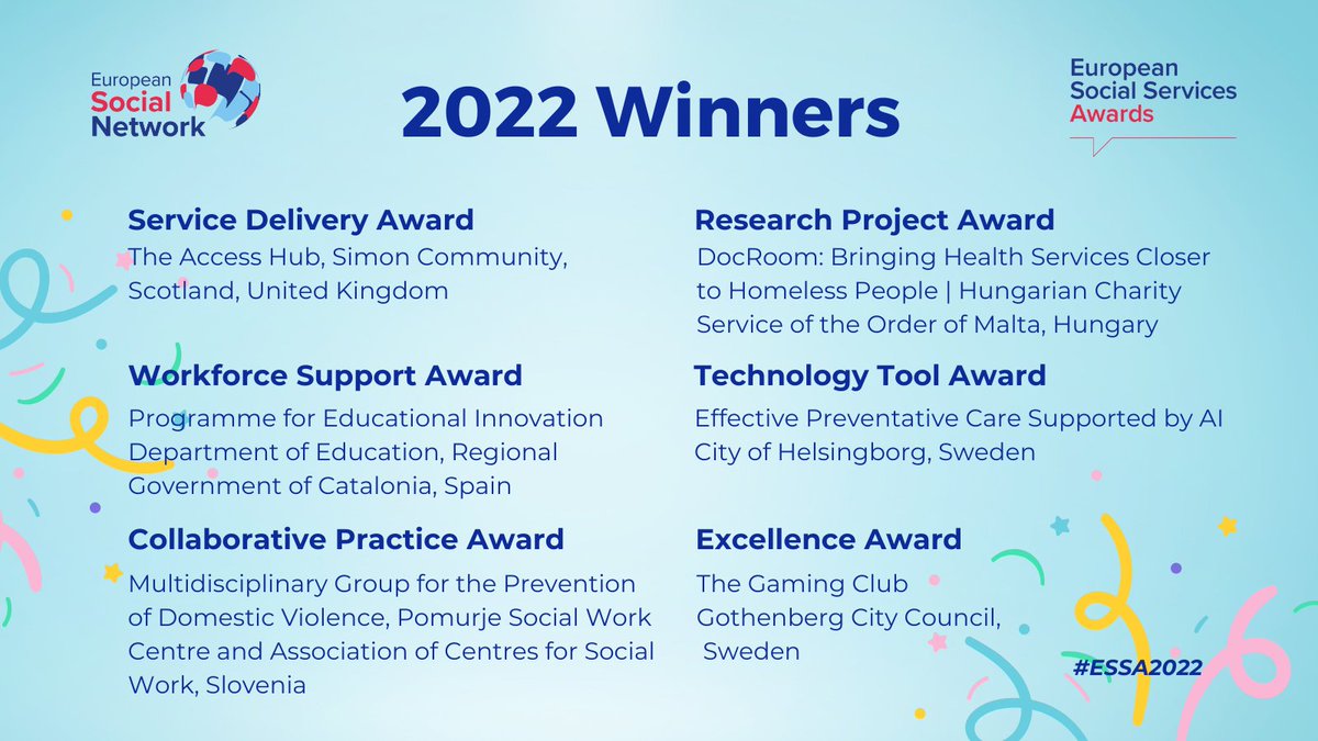 cgtrabajosocial's tweet photo. Ayer @rafaarre asistió a los Premios Europeos de Servicios Sociales #ESSA2022 en Málaga, donde @ESNsocial galardonó las mejores buenas prácticas y los proyectos más innovadores en Servicios Sociales en Europa. Enhorabuena a los premiados! https://t.co/rzu69Ze6OA