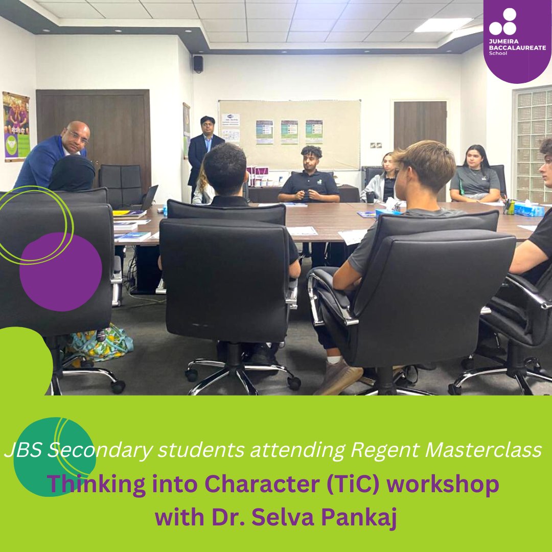 JBS Secondary students attending Regent Masterclass - Thinking into Character (TiC) workshop with Dr. Selva Pankaj' #jbs #jbschool #ibschool #proudlytaaleem