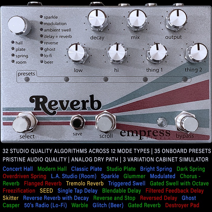 x_pedal's tweet photo. With 32 Studio Quality Algorithms onboard - the Empress Reverb is about the most capable High Fidelity Reverb Workstation you can get your hands on - https://t.co/fG642I5rnr #empresseffects #empresseffectsreverb #studioqualityreverb #studioreverb #reverbworkstation #reverbpedal https://t.co/H2Gi3Baj8H