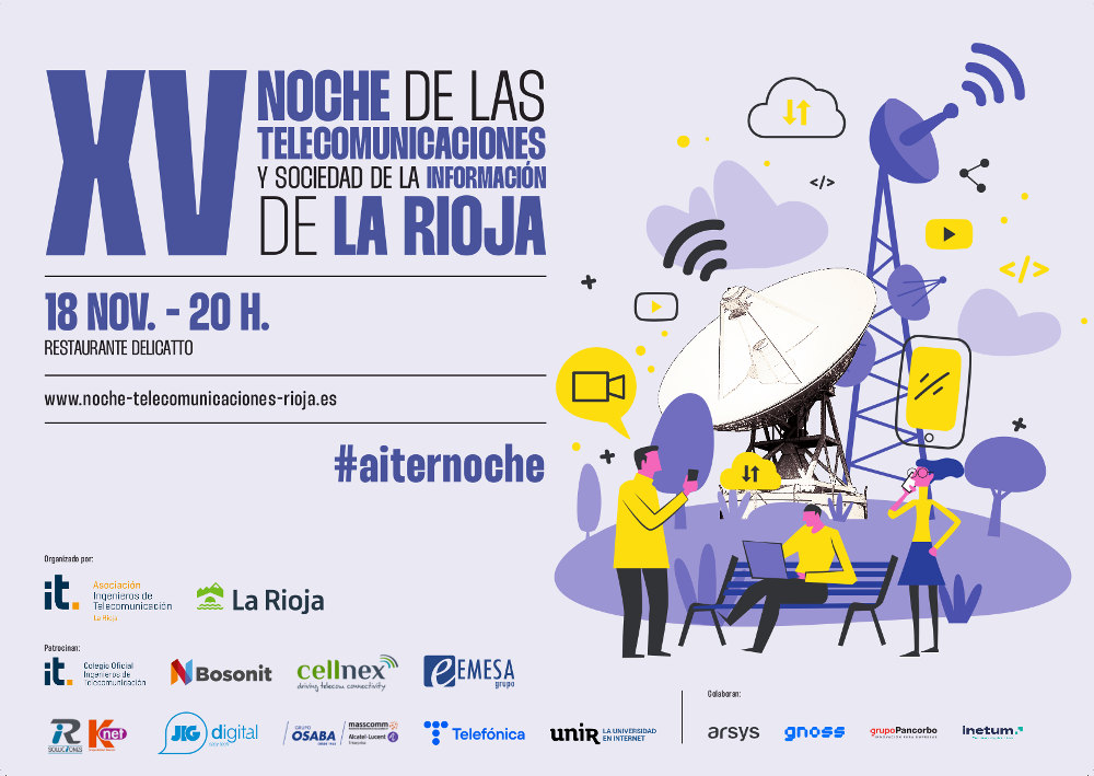 Esta tarde (20h) celebramos #aiternoche. Esperamos disfrutar de una Noche especial junto con los premiados 🏅 ( Oscar Alonso <a href="/oalonsoh/">Óscar Alonso Hernández</a>, Elliot Cloud <a href="/Elliot_Cloud/">Elliot Cloud</a>, Hiberus Osaba <a href="/Hiberus/">hiberus</a> <a href="/GrupoOsaba/">Grupo Osaba</a>, Bodegas Franco Españolas <a href="/RiojaBordon/">BodegaFrancoEspañola</a> ) - noche-telecomunicaciones-rioja.es