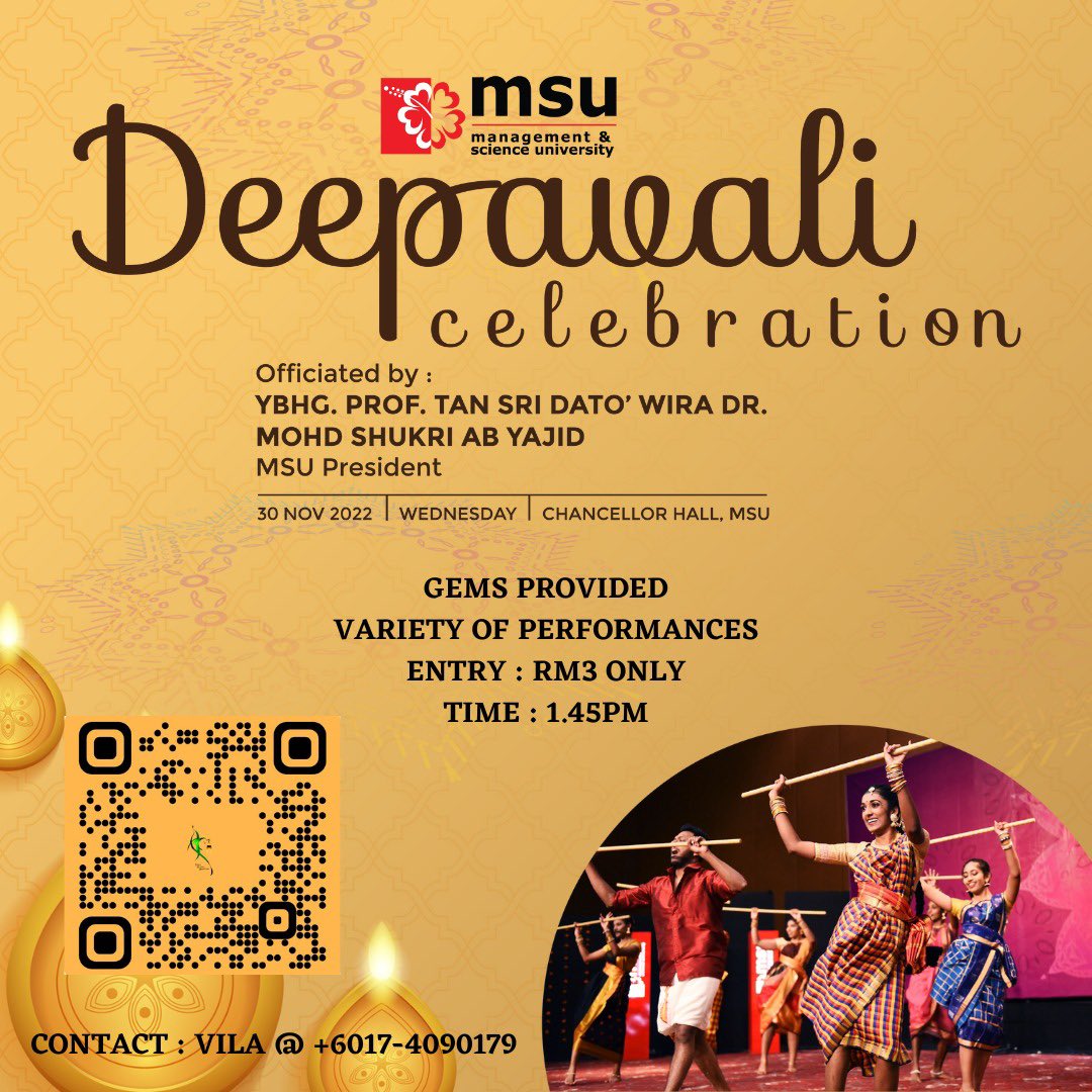 ica_msu's tweet photo. The long-awaited event that MSU students have been anticipating has finally arrived !!📢 Bringing you the MSU DEEPAVALI 2022 Celebration by SCD &amp; ICA🦚 to make this year's Deepavali more memorable with a comeback 🔥 😍

#msuica
#go2msu
#msurians
#lovefrommsu
#msumalaysia https://t.co/OngXiUlIKq