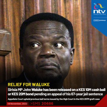 RoselyneObala's tweet photo. Sirisia MP John #Waluke released on KES 10 million bail. https://t.co/G5SbGZLI1N
