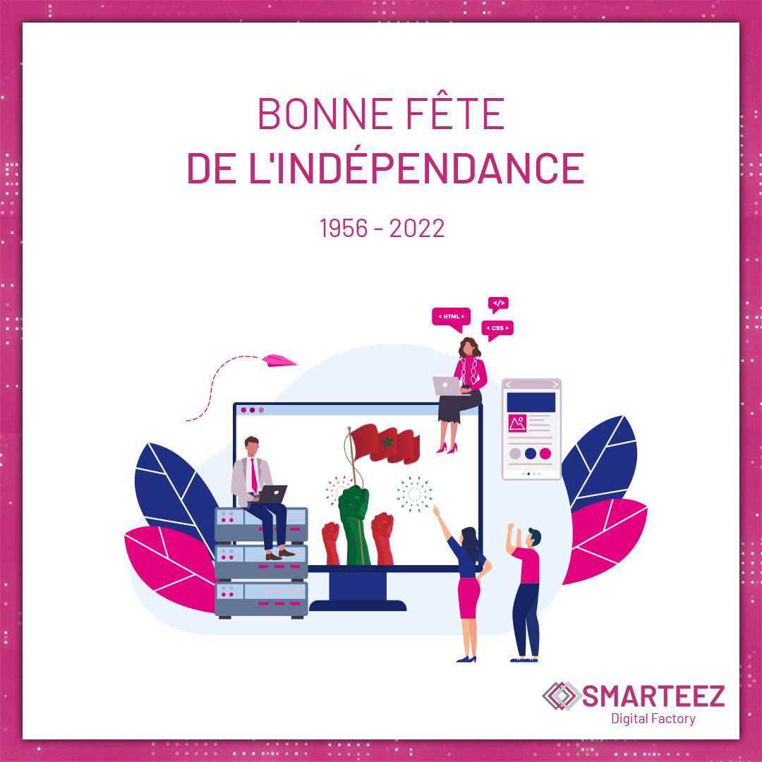 Smart_eez's tweet photo. L’équipe @Smart_eez  vous souhaite une bonne fête de l’indépendance. 

#smarteez #Maroc #Fetedelindependance https://t.co/IhJhLwgRkl