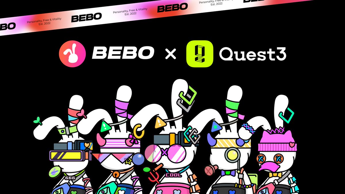 Quest3 x BeBo🐰

BeBo is excited to announce our collaboration with @Quest3_xyz

🎁15x WL spots 

✅Complete: app.quest3.xyz/quest/70775019…

Nov. 18,2022 - Nov. 21,2022
 #NFTGiveaway #NFT #NFTCommunity #web3 #quest3 #bebo #bebolab