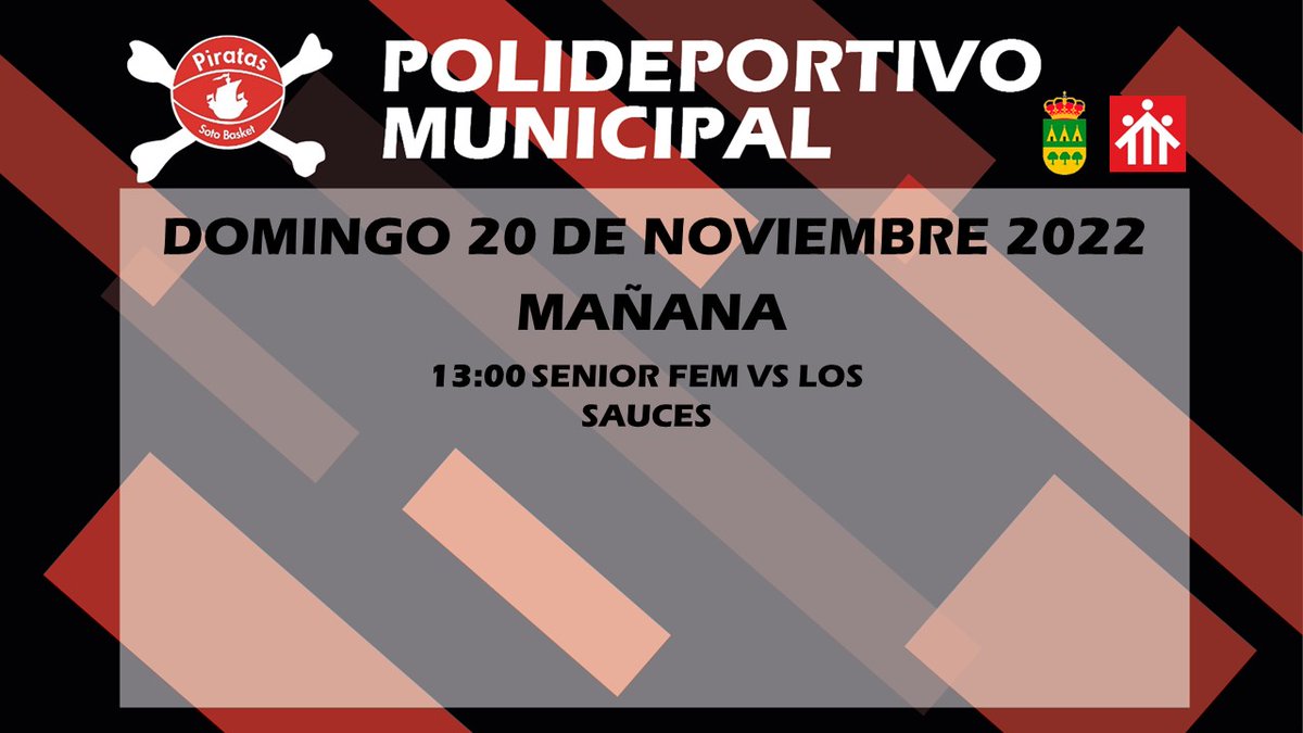 🔴⚫¡Hola a tod@s! ⚫🔴
Aquí están los horarios de los próximos encuentros en Soto, no te los puedes perder.
¡Nos vemos en el Soto Arena!
¡Ven a animar! 🏴‍☠
#123Piratas
#TodosJuntos