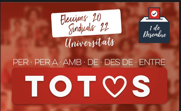 ELECCIONES SINDICALES UNIVERSIDAD
1 de diciembre, 
ELIGE A TU DELEGADA
ELIGE A TU DELEGADO

Toda la información y programas 
👉🏻 Valencià bit.ly/3Vaz14D
👉🏻 Castellano bit.ly/3UG03kJ

Para más información consulta la web de UGT de tu universidad