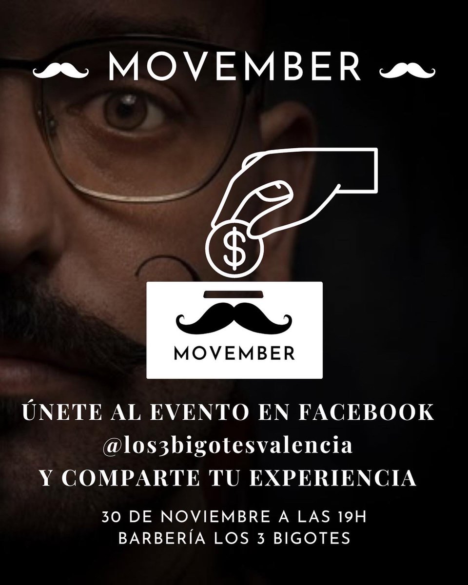 🚀¡Llega MOVEMBER!🚀 EL MOVIMIENTO EN APOYO A LAS ENFERMEDADES MASCULINAS-
Nos vemos el día 30 de noviembre y arreglamos tu bigote gratis para esta causa mundial que apoya las enfermedades masculinas.
<a href="/MovemberES/">MovemberES</a> 
#Movember #Movember2022