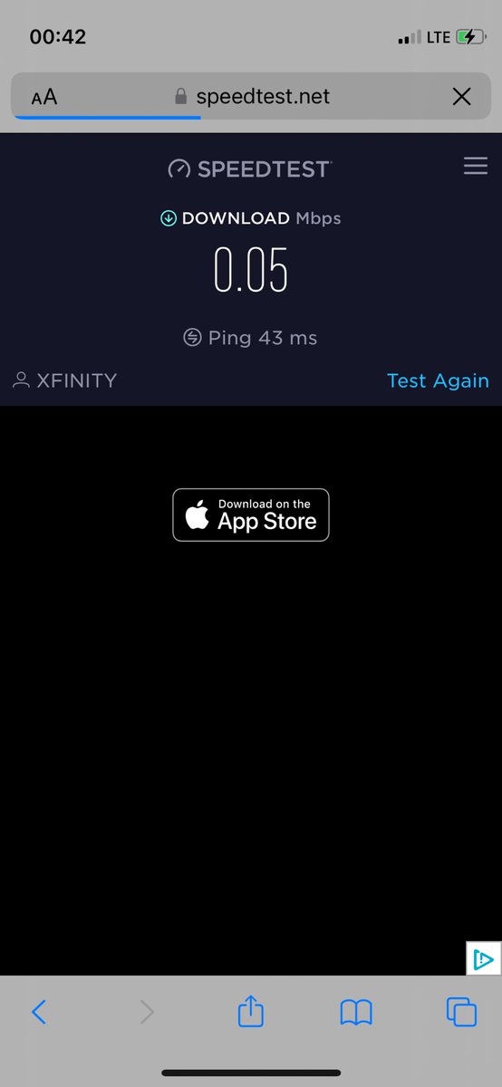 Verizon tells me there is no outage in my area. But, then this is the sort of data speed I’m getting. 🤦🏻‍♀️ #verizonoutage Oh yeah also, once I shared this with them I was ghosted.