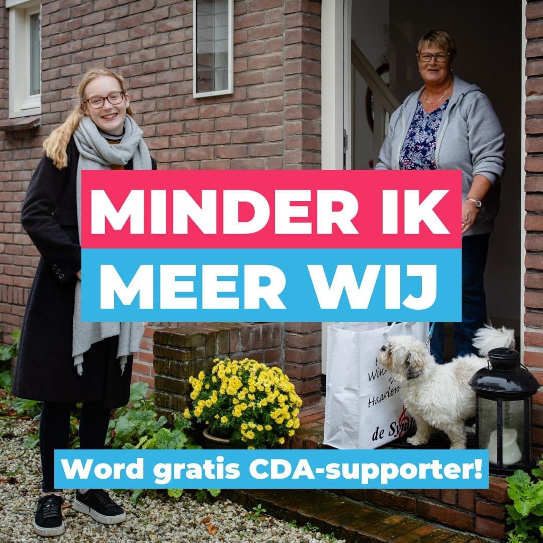 Het is tijd voor minder ik, meer wij. 💚 Sluit je aan en word gratis CDA-supporter. Ga naar 👉 cda.nl/supporter