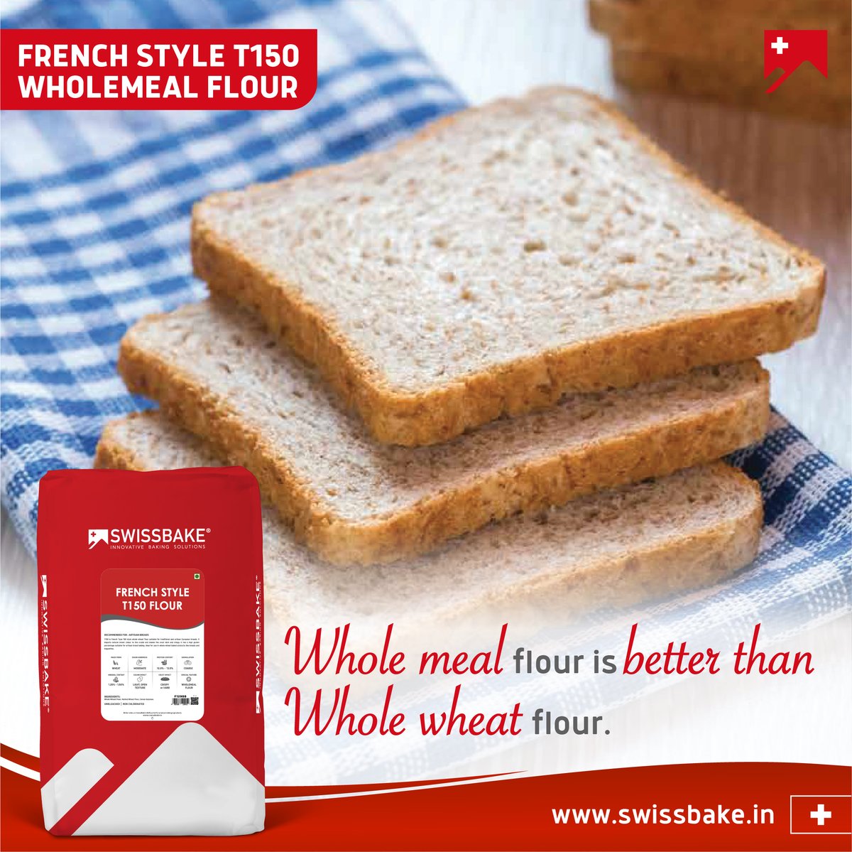 SwissBakeGlobal's tweet photo. We made the French Style T150 Flour which is a technically balanced whole meal flour to create a consistent product experience.

Try the French Style T150 flour today 👉https://t.co/S0yPYd84hK

#baking #breads #wholemealflour #artisanbreads #frenchbreads https://t.co/EFjsjl5Ty4