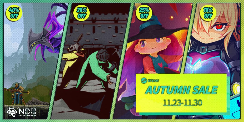 NeverLand_Entmt's tweet photo. The Steam Autumn Sale is almost here!

Check all of our releases and get them with discounts!🫰💰

https://t.co/0ij6Okgoef https://t.co/vCtezAUAER