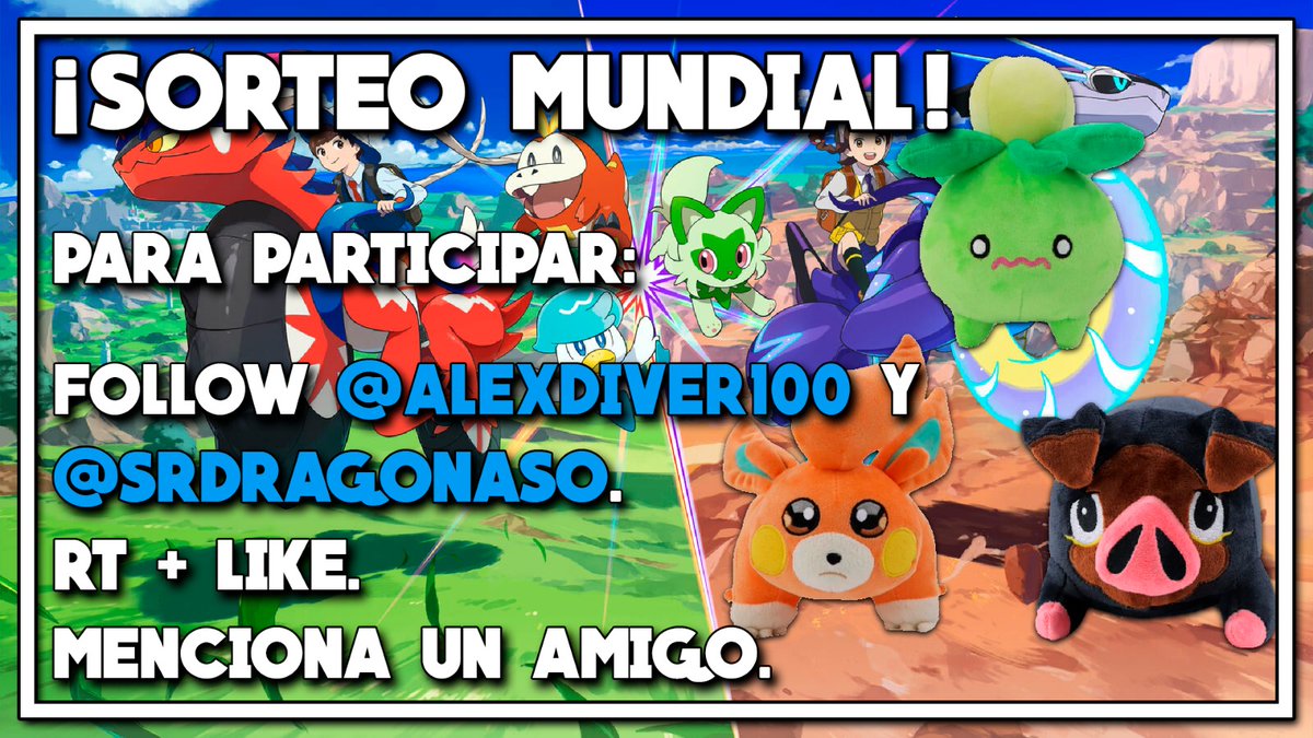 alexdiver100's tweet image. 🔥 ¡SORTEO PELUCHE POKÉMON! 🔥

⬇️ ¿Quieres participar? ⬇️

- Follow @alexdiver100 @SrDragonaso ✅
- RT 🔄 y Like ❤️ a este tweet.
- Mencionar a 1 amigo. 🙋🏻‍♂️

👉🏼 FINALIZA EL 24/11/2022 👈🏼

#PokemonScarlet #PokemonViolet #PokemonEscarlataPurpura