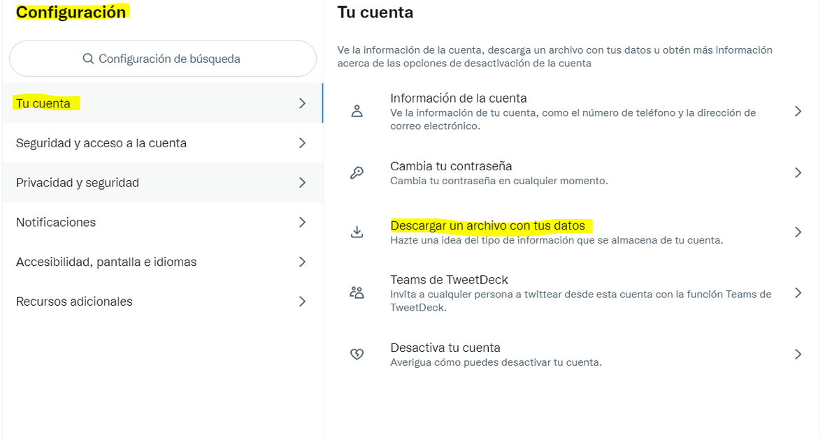 Por si a alguien le resulta útil: hay una opción para descargar todos los datos de Twitter.

Eso sí, tarda un poco, así que a ritmo no sé si llegará a tiempo.

#RIPTwitter