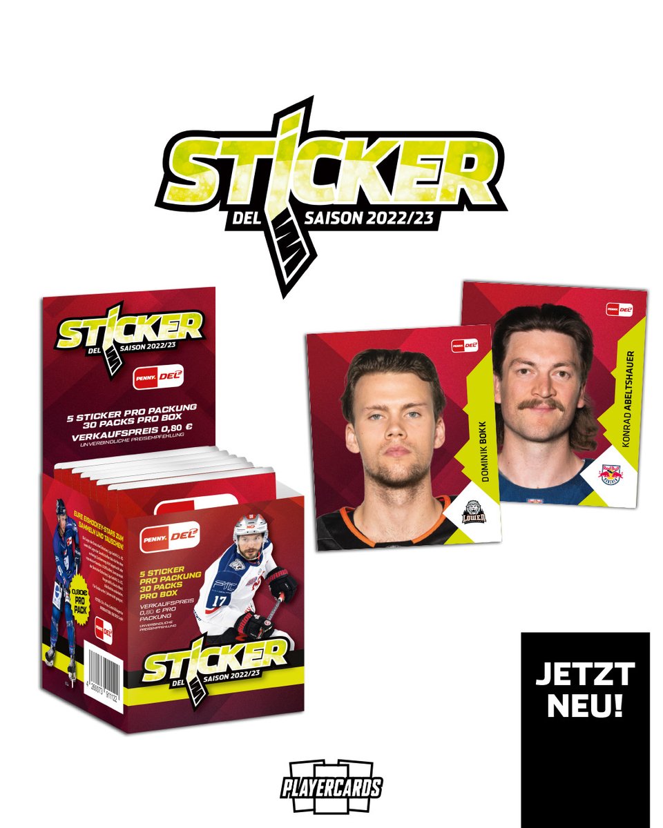 Die neuen <a href="/DELoffiziell/">Deutsche Eishockey Liga</a>  Sticker sind ab sofort auf playercards.com bestellbar!