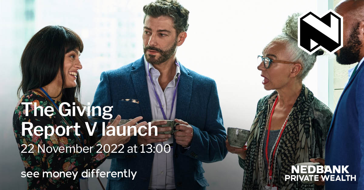 Connect with us at the launch of the fifth edition of The Giving Report. We will be joined by keynote speaker Imtiaz Sooliman, founder of Gift of the Givers, and by various NPO's and the media. Livestreaming is available via Moneyweb. bit.ly/3NUC8LT  #GivingReport2022