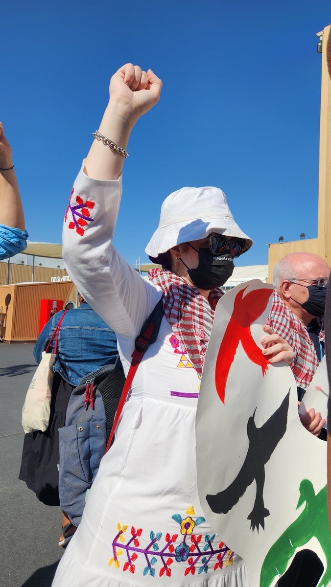 adrien4ej's tweet image. This morning on the last day of #COP27 Palestinian activists and allies hold an action in solidarity w/peoples of Palestine, despite not being able to name specific countries. There is no #ClimateJustice w/out #HumanRights. "From the river to the sea all our people will be free!"