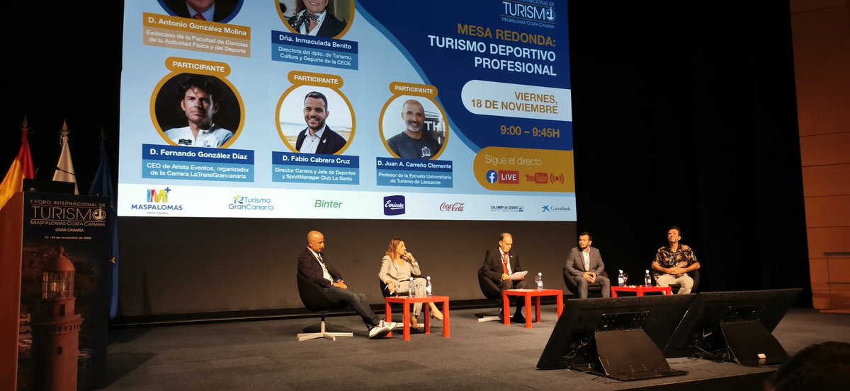 FTMaspalomas's tweet photo. La importancia del #turismo deportivo profesional de la mano de expertos del sector.

@Maspalomas @GranCanariaCab @BinterCanarias https://t.co/mJ3XwMSmpB