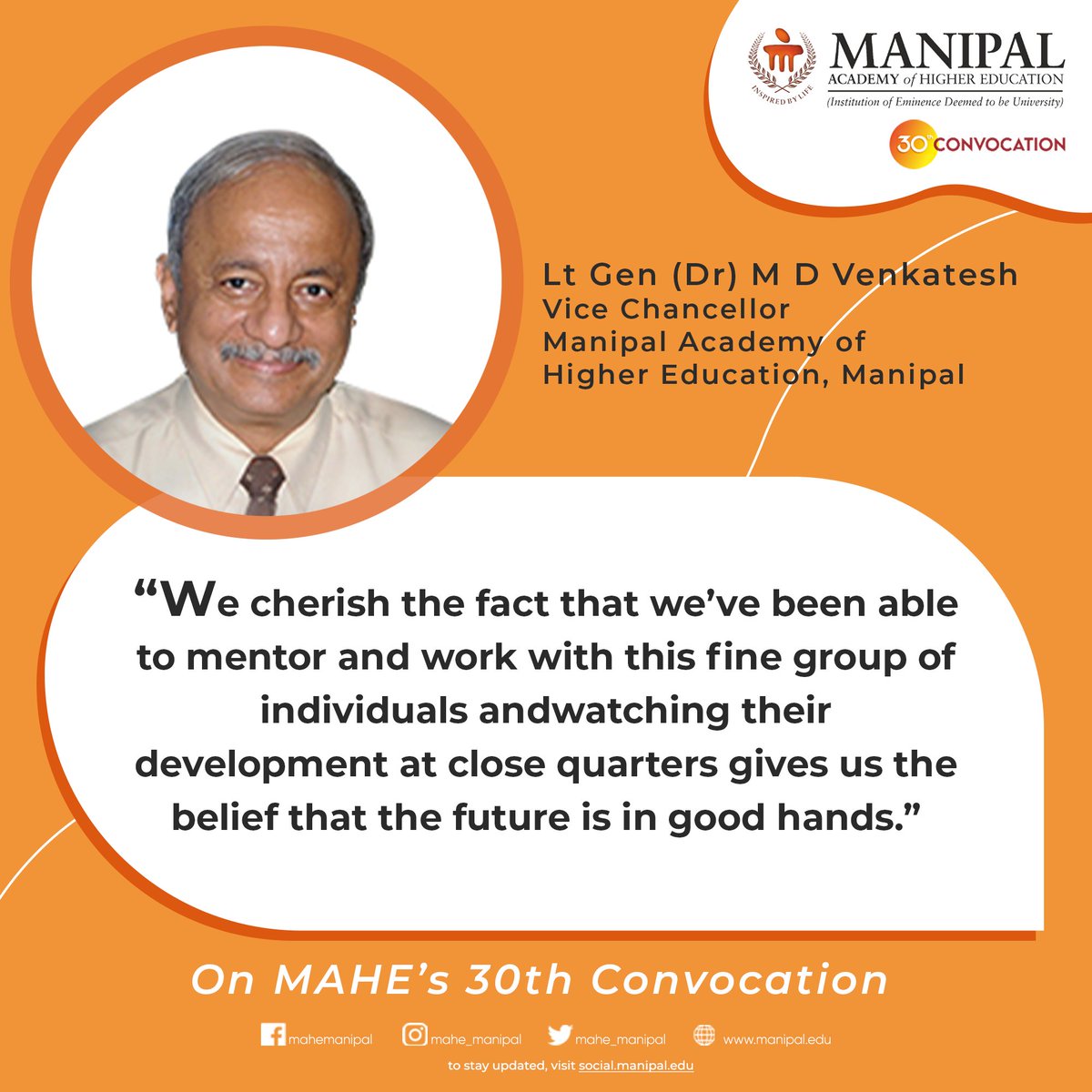 MAHE_Manipal's tweet photo. #MAHEconvocation
Lt Gen (Dr) M D Venkatesh, vice chancellor, MAHE
#convocation2022, #MAHE, #Manipal https://t.co/u1mQ5cSdxA