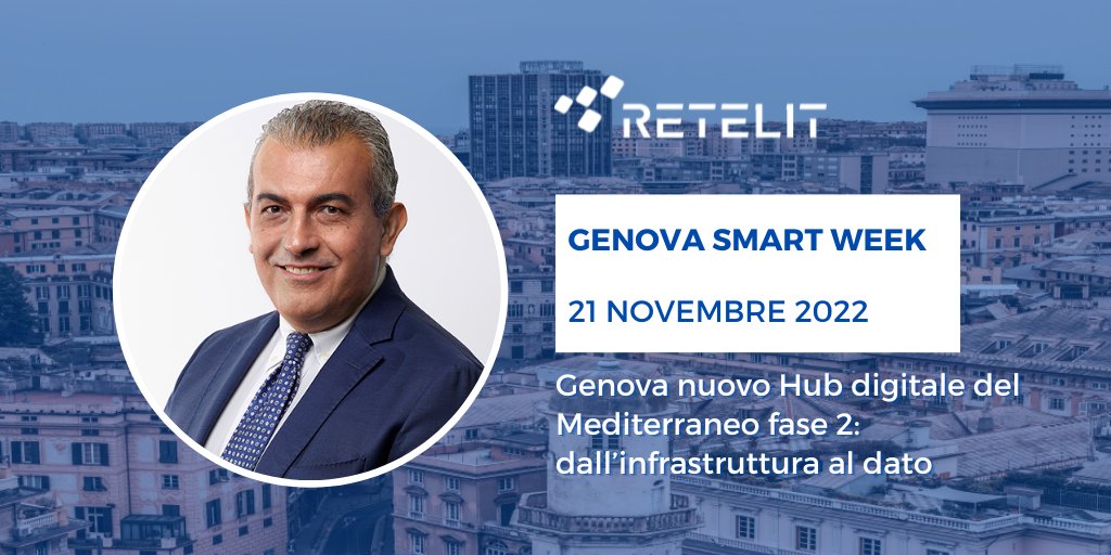 Retelit's tweet photo. 📆 21/11 Retelit @ @GenovaSmartWeek
Non perdere l'intervento di Giuseppe Sini, Responsabile Direzione clienti business Retelit che spiegherà quali sono le sfide e quali le opportunità per Genova nell’economia del dato e dell’informazione scambiati localmente. #GenovaSmartWeek https://t.co/6Rp2JH6rV4