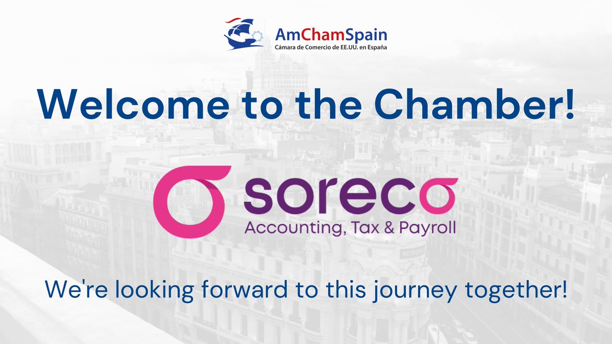 AmChamSpain's tweet photo. 🤝¡Muy contentos de poder anunciar la incorporación de nuestro nuevo socio, @SORECOAUDIT!

Desde #AmChamSpain, os damos la bienvenida y expresamos nuestras ganas de empezar a trabajar con todo el equipo. 

#AmChamSocios https://t.co/WdIGb9kFbB