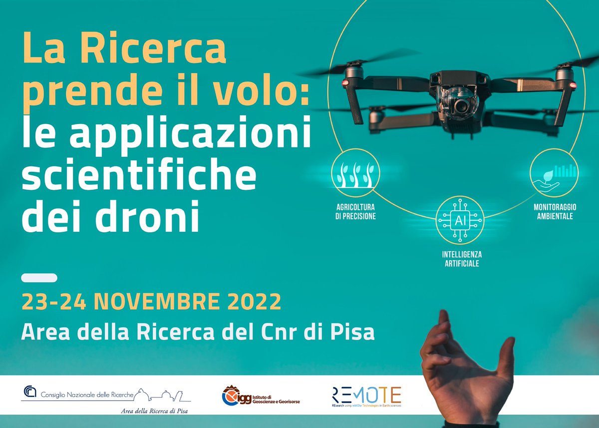 La Ricerca prende il volo: le applicazioni scientifiche dei #droni
📌 23-24 novembre I Auditorium Area della ricerca - Pisa
L'evento è organizzato dall’Istituto di Geoscienze e Georisorse (Igg) del #CNR e dal servizio #ReMoTe
👉 Scopri di più bit.ly/3UYS020
<a href="/CNRsocial_/">CNR Consiglio Nazionale delle Ricerche</a>