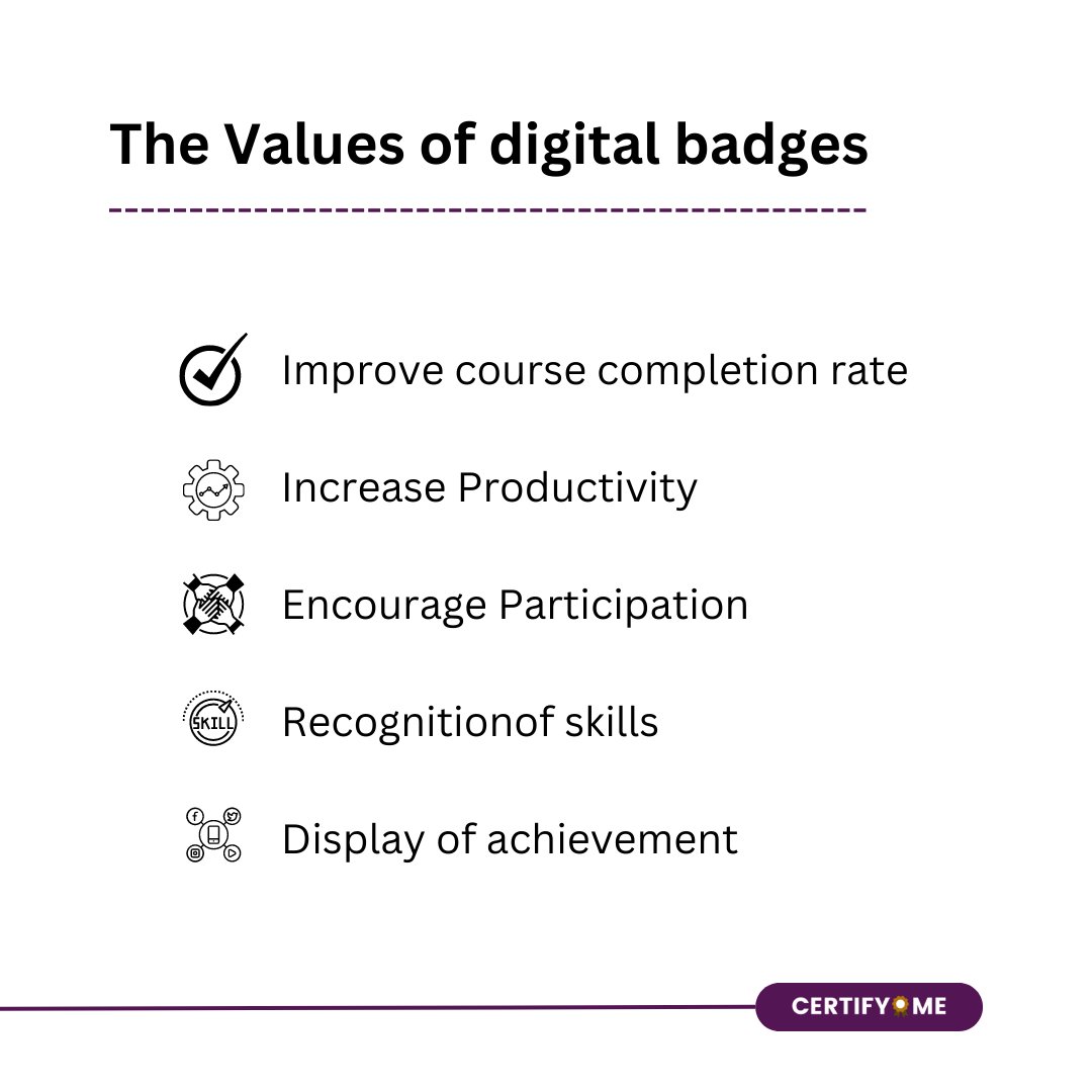 me_certify's tweet photo. The Values of Digital Badges📄📄

What is your view on the values of digital badges?

Comment Below..............

#badges #credentials #openbadges https://t.co/8KxcoqGuj3