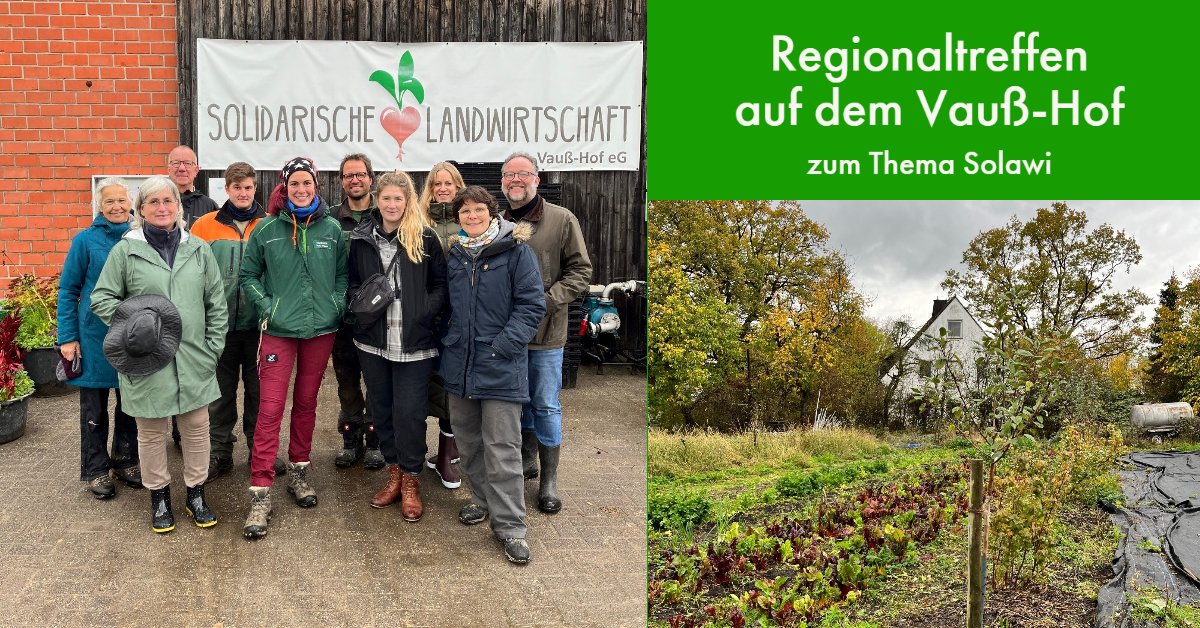 Biohoefe's tweet photo. "Geimsam ackern, gemeinsam ernten!" - Das ist das Prinzip hinter der Solidarischen Landwirtschaft, kurz: Solawi. Beim Regionaltreffen am 17. November 2022 auf dem @vausshof bei Paderborn haben wir uns dieses Konzept genauer angeschaut!
#bio #biohoefe #Demonstrationsbetriebe https://t.co/sMjiuTITXU