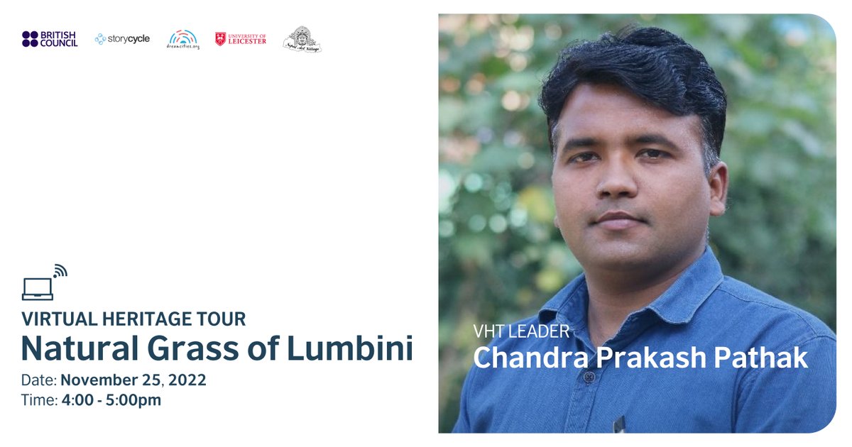 Our Tour Leader for upcoming Virtual Heritage Tour is Chandra Prakash Pathak, who documented and completed research on grass craft making in Lumbini. 

Register  by clicking below to learn more about natural grass of Lumbini.
us06web.zoom.us/.../tZUqcOqorD…...